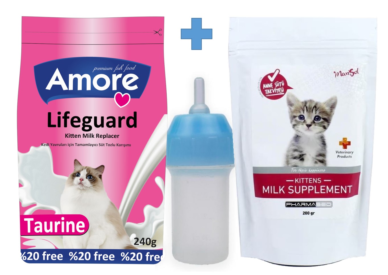 Maxısol Milk Supplement 200 Gr Ve Lifeguard Yavru Kedi Süt Tozu 240gr Ve Biberon