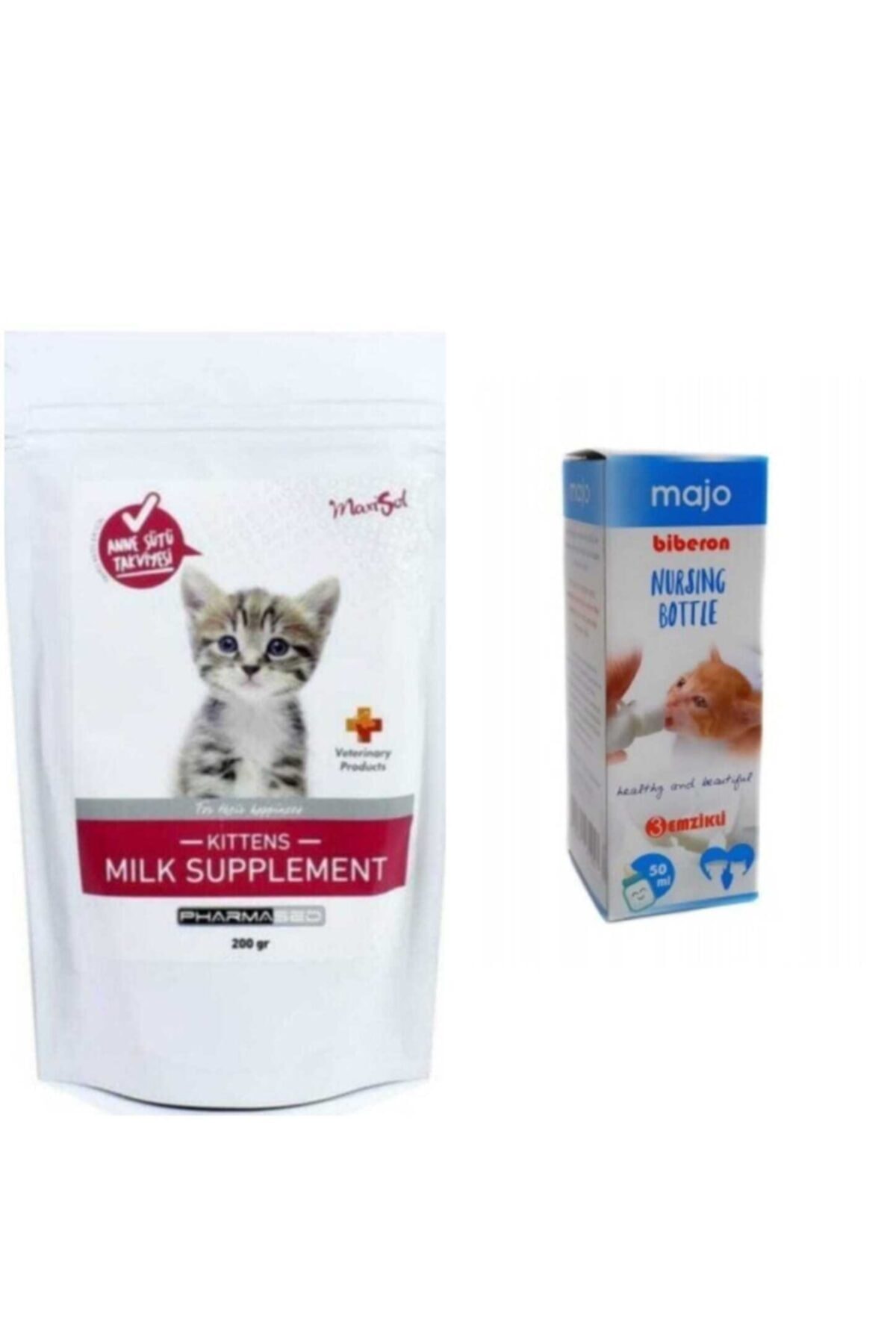 Maxısol Yavru Kedi Süt Tozu Ve 3 Emzikli Biberon Seti 50 Ml