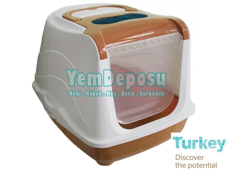 MİO FİLTRELİ KAPALI KEDİ TUVALETİ KAHVERENGİ BEYAZ
