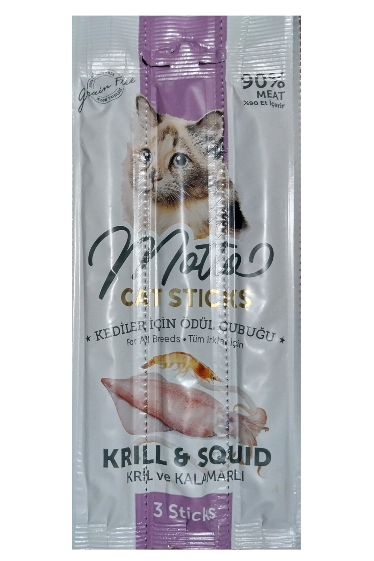 New Story Balikli 3x60gr Atistirmalik Taneli Yumusacik Kedi Odulu, Motto 3lu Krill Kalamar Cat Sticks, 3-Punch