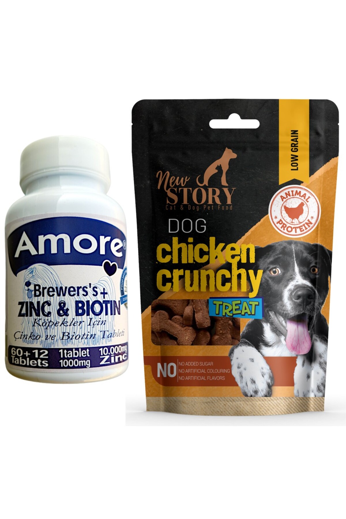 Amoredog New Story Cinko Biyotin Tuy Kopek Tableti Extra Large 72li, New Story Chicken Crunchy 80gr Odul Mamasi