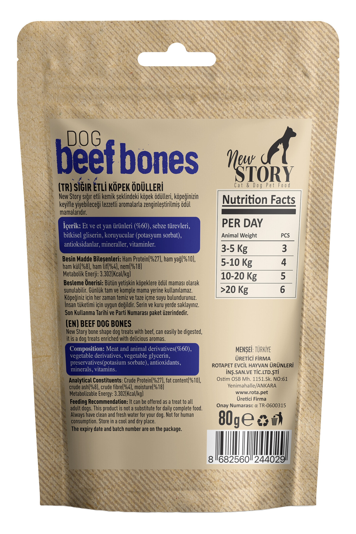 New Story Dog 3-Mix Bones 3x80gr Kopek Odul Mamasi, Amore Cinko Biyotin Extra Large Tablet 72li Tuy Dokumu