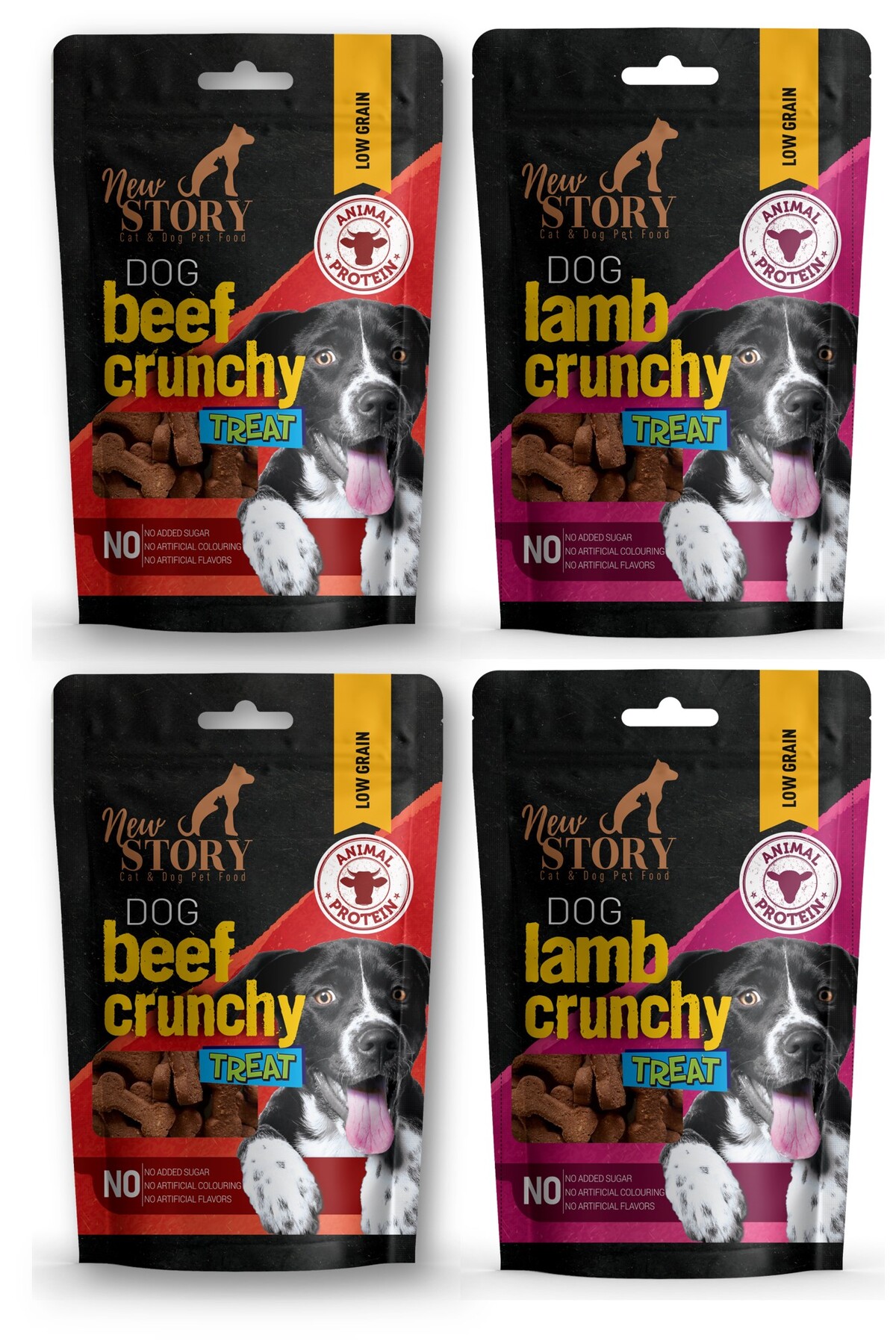 New Story Dog Beef 2x80gr, Lamb 2x80gr Crunchy Kopek Sigir-Kuzu Etli Odul Mamasi