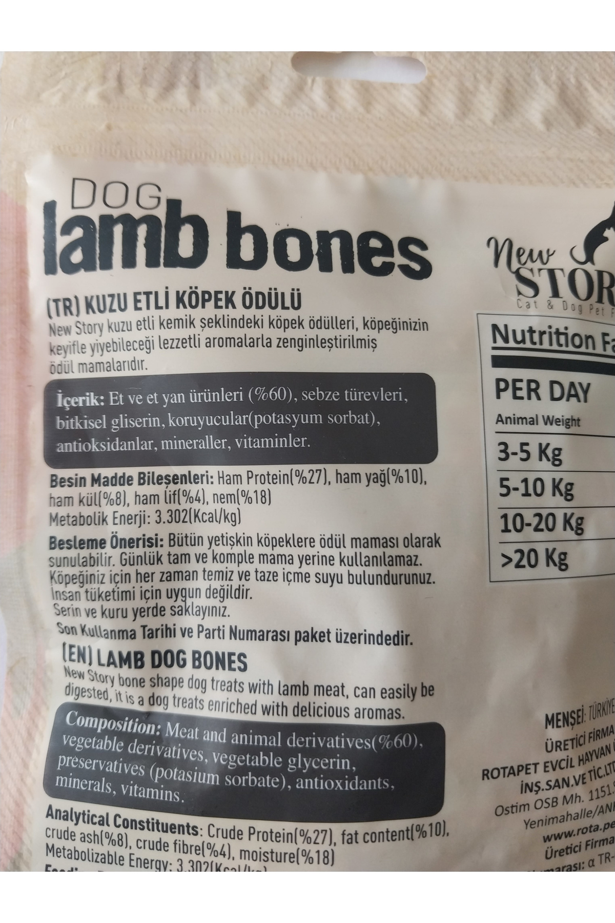 New Story Dog Lamb Bones Kuzu Etli Kopek Odulu Yumusak, Atistirmalik 80 gr