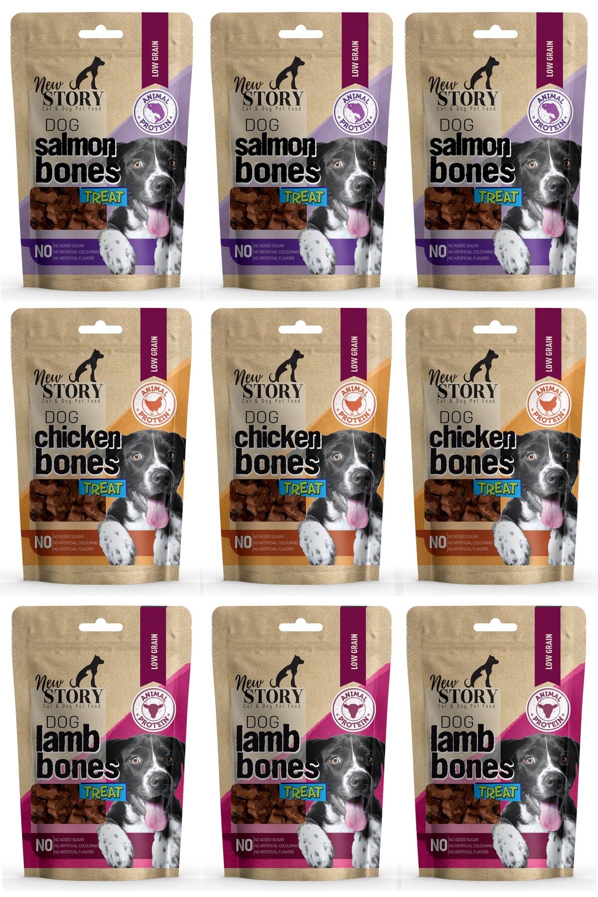 New Story Dog Mix Bones 3-somonlu, 3-kuzulu, 3-tavuklu Köpek Karışık ödül Maması