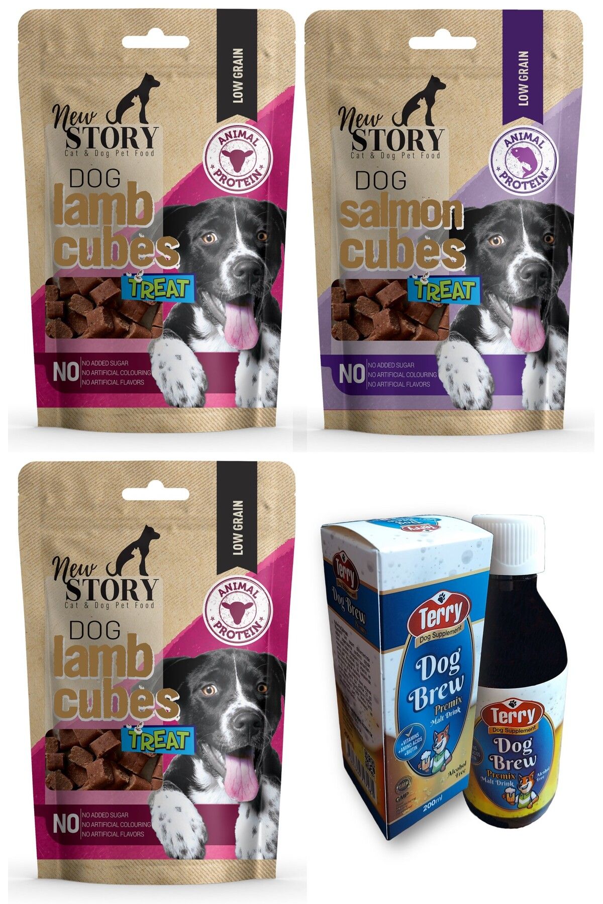 New Story Dog-mix-cubes 1-somonlu 2-kuzulu Köpek ödülü,terry Dog Brew D-biotin Taurin Mayalı Malt Içecek