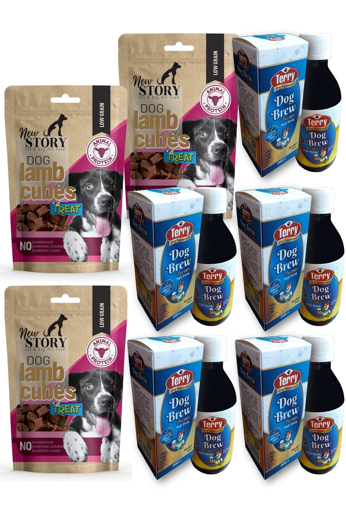 New Story Dog-mix-cubes 3-kuzulu Köpek ödülü,terry 5-dog Brew D-biotin Taurin Mayalı Malt Içeceği
