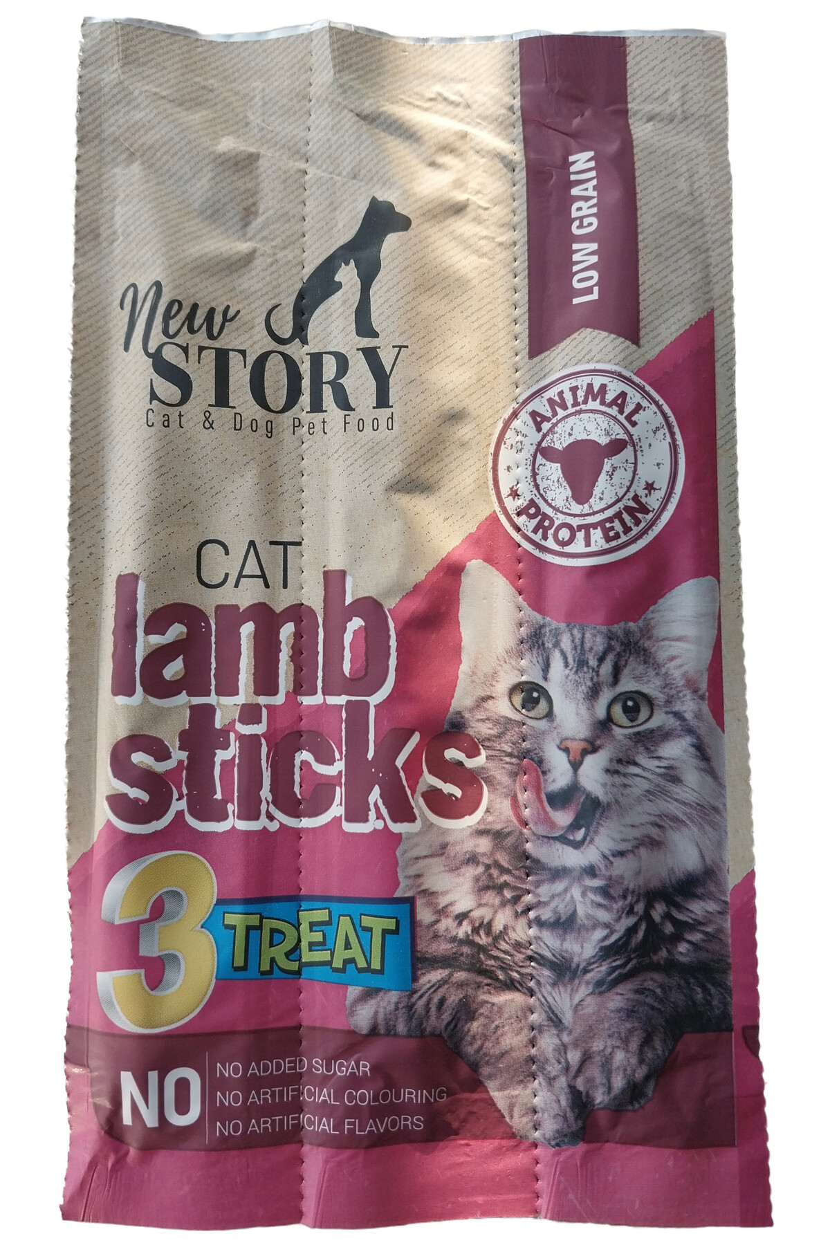 New Story Kuzu Etli 4 adet 3lu Kedi Odul Cubuklari, Cat Lamb Sticks, Motto Krill Sticks