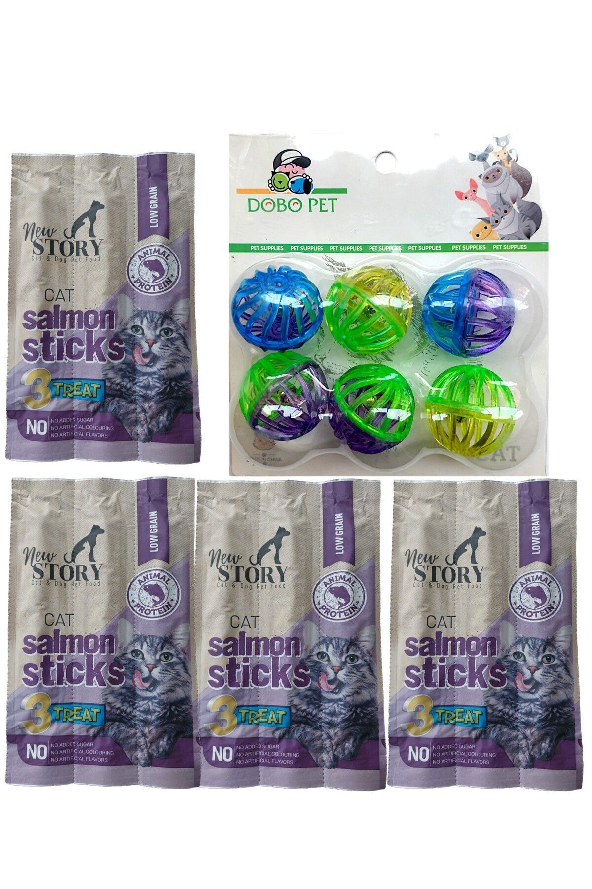 New Story Somonlu Kedi ödül çubuğu 4 Adet 3lü Sticks, 6-top Oyuncak