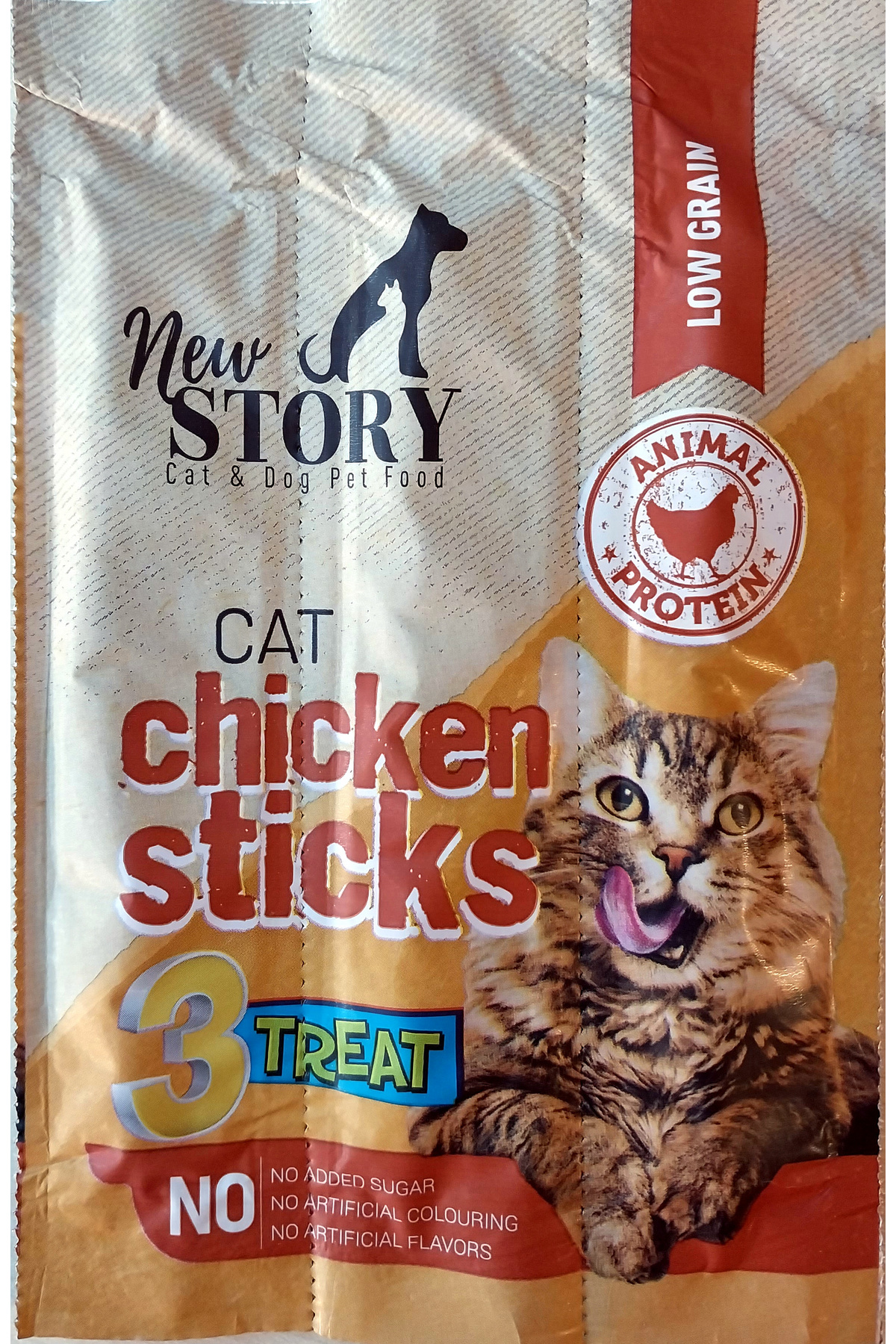 New Story Tavuk Etli 2 adet 3lu Kedi Odul Cubuklari, Cat Chicken Sticks, Motto Krill Sticks