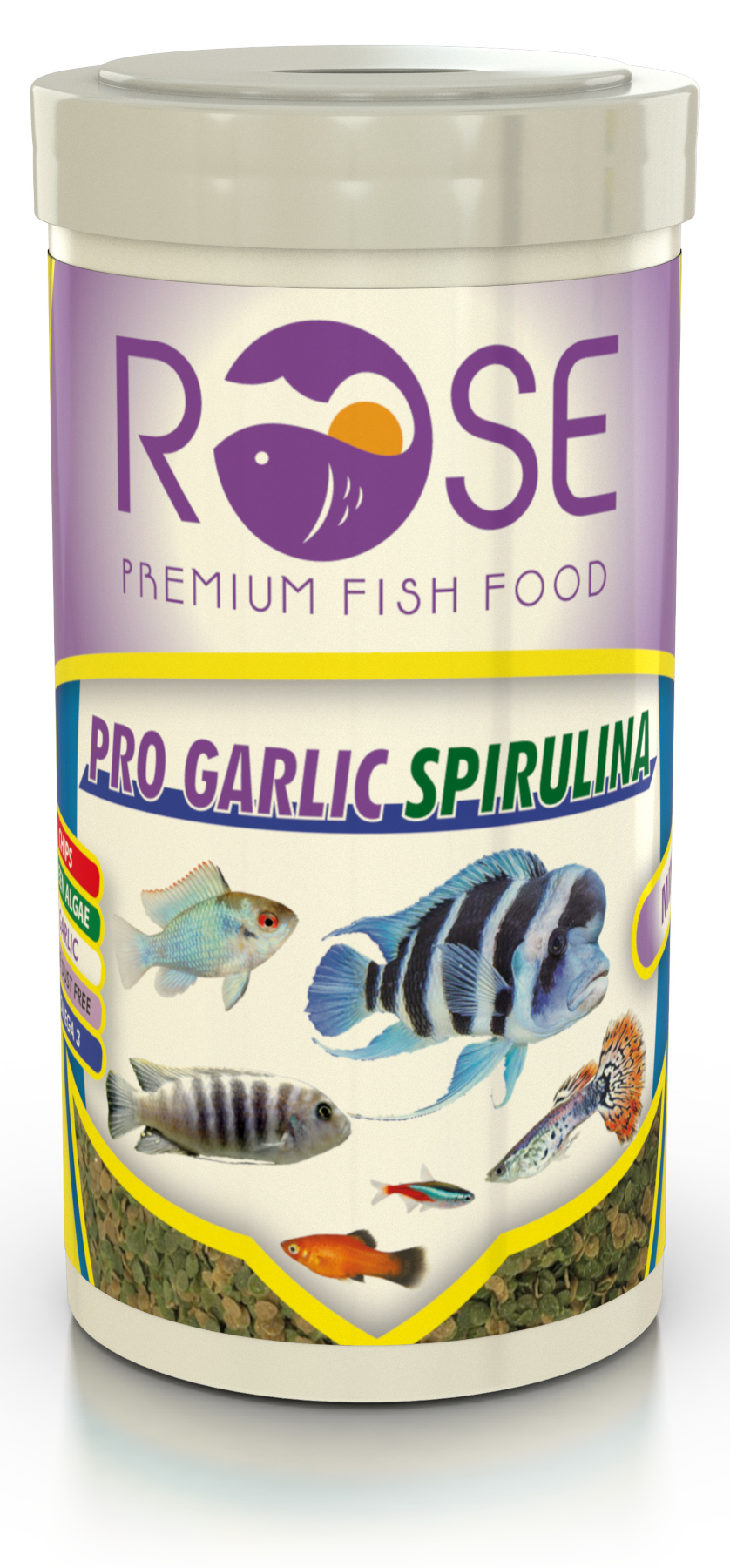 Rose Pro Garlic Spirulina Chips 250 ml Tropikal Tropheus Balık Yemi