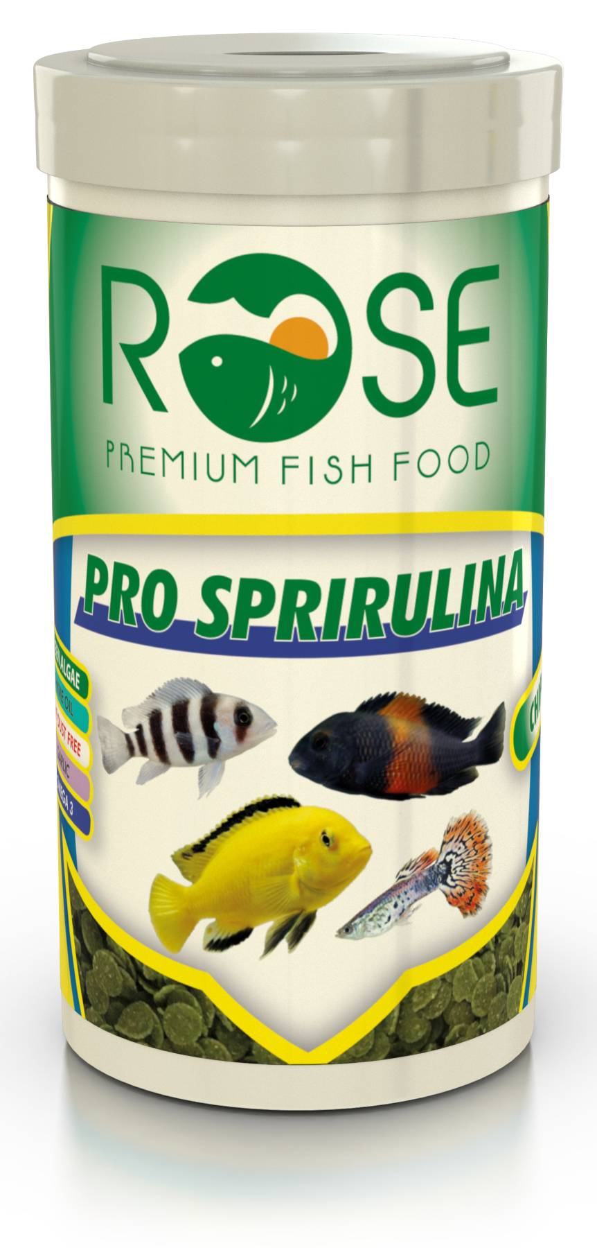 Rose Pro Spirulina Chips 250 ml Tropikal Tropheus Balık Yemi