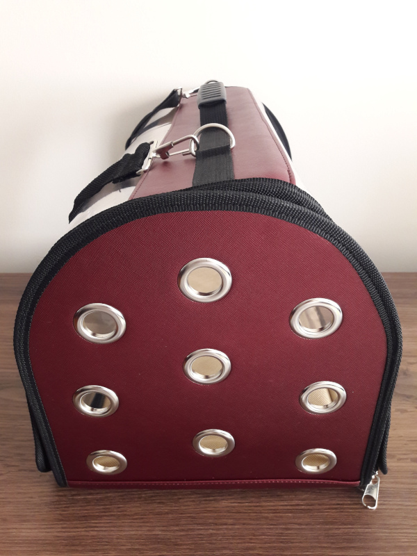 ŞEFFAF JUMBO XL KEDİ TAŞIMA ÇANTASI BORDO