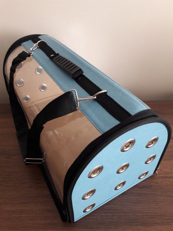 ŞEFFAF KEDİ KÖPEK TAŞIMA ÇANTASI AÇIK MAVİ