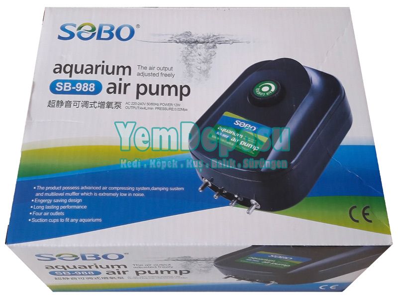 SOBO SB-988 4 ÇIKIŞLI AYARLI AKVARYUM HAVA MOTORU