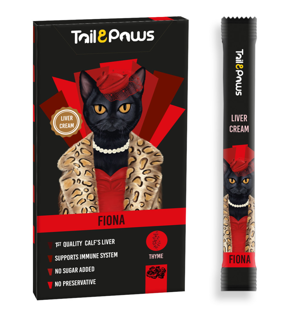 Tail paws Fiona Ciğerli Krema Sıvı Kedi Ödülü 5x15gr ve 1 adet 3lü Sticks