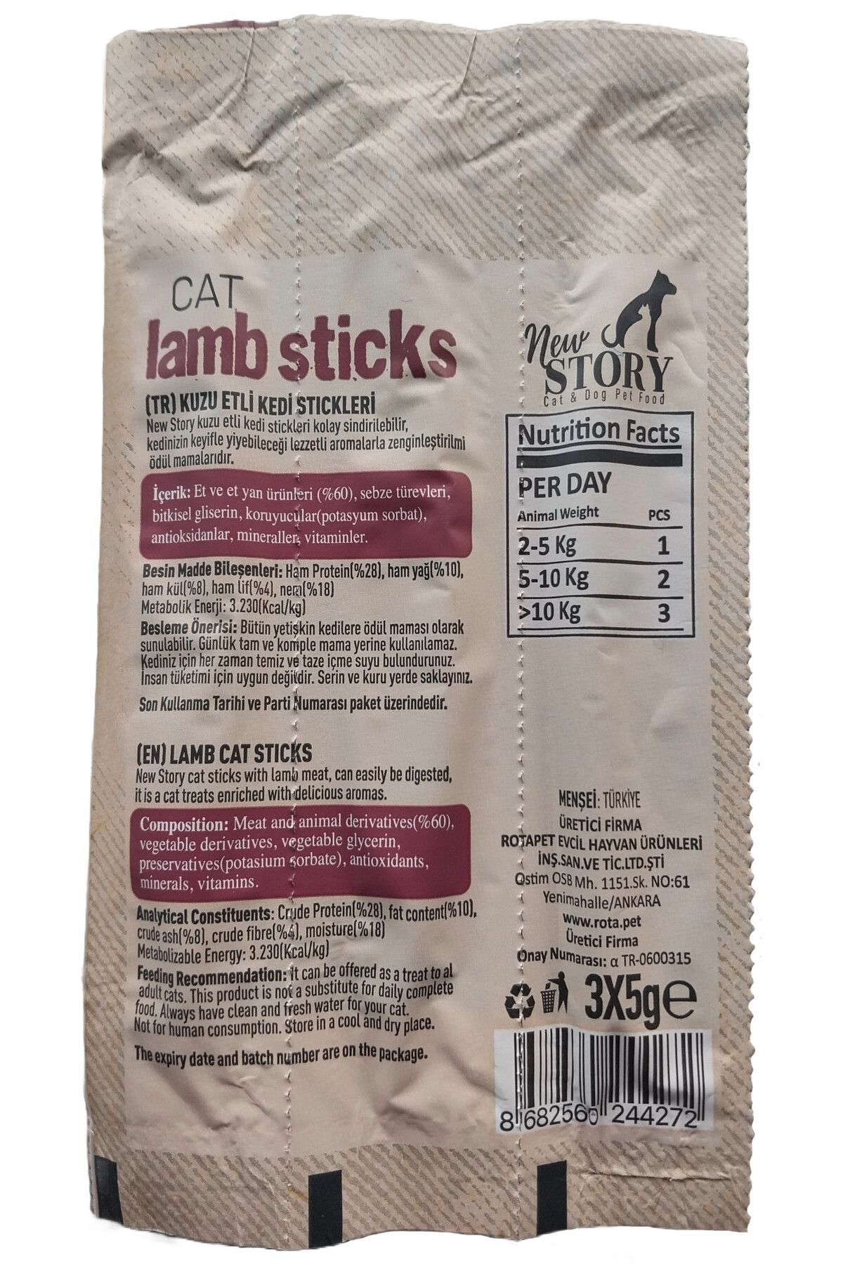 Terry Anne Yavru Kedi Sütü Tozu 200 gr, Biberon, Kuzu Etli 5 adet 3lü Sticks Ödül