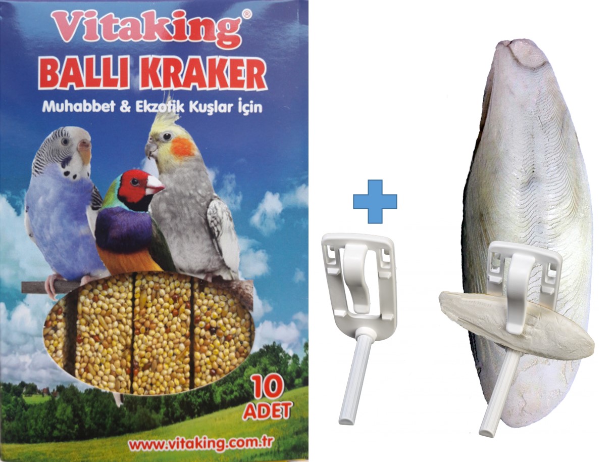 Vitaking Vitaking 10lu Box Muhabbet Ballı Kraker + Mürekkep Balığı Kalamar Kemiği 30g