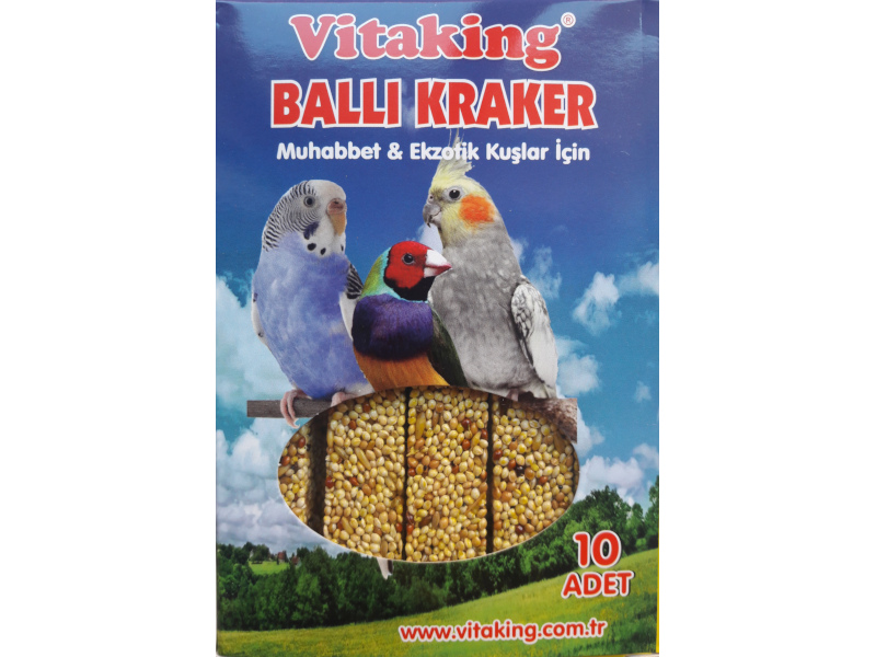 Vitaking Vitaking 10lu Box Muhabbet Ballı Kraker + Mürekkep Balığı Kalamar Kemiği 30g