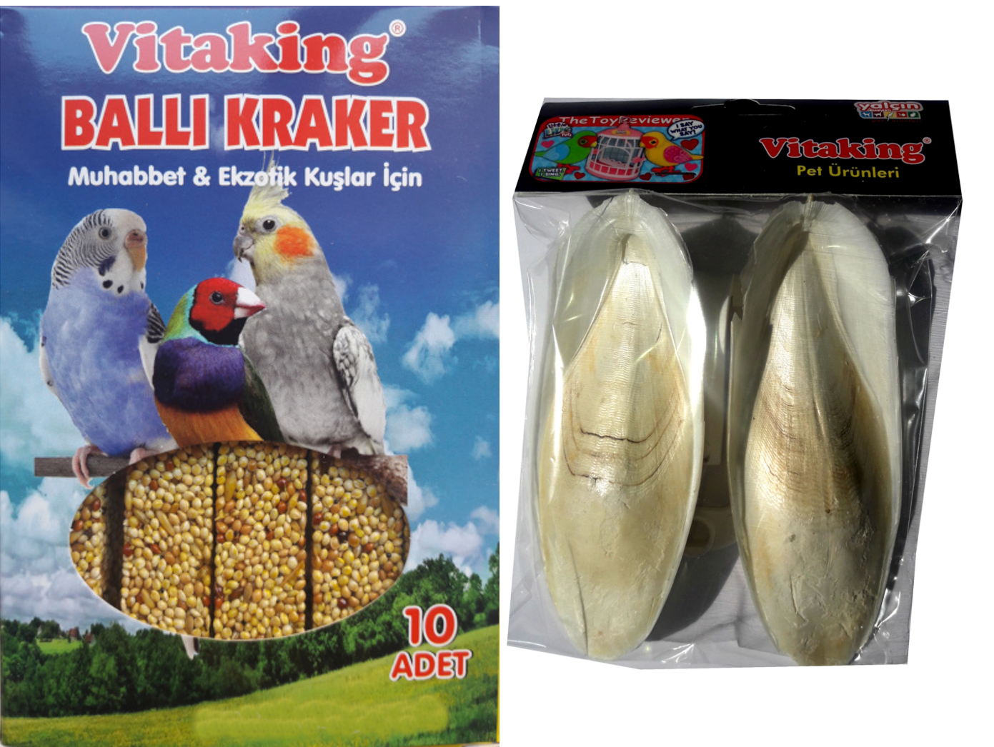 Vitaking Vitaking 10lu Box Muhabbet Ballı Kraker + Mürekkep Balığı Kalamar Kemiği 30g