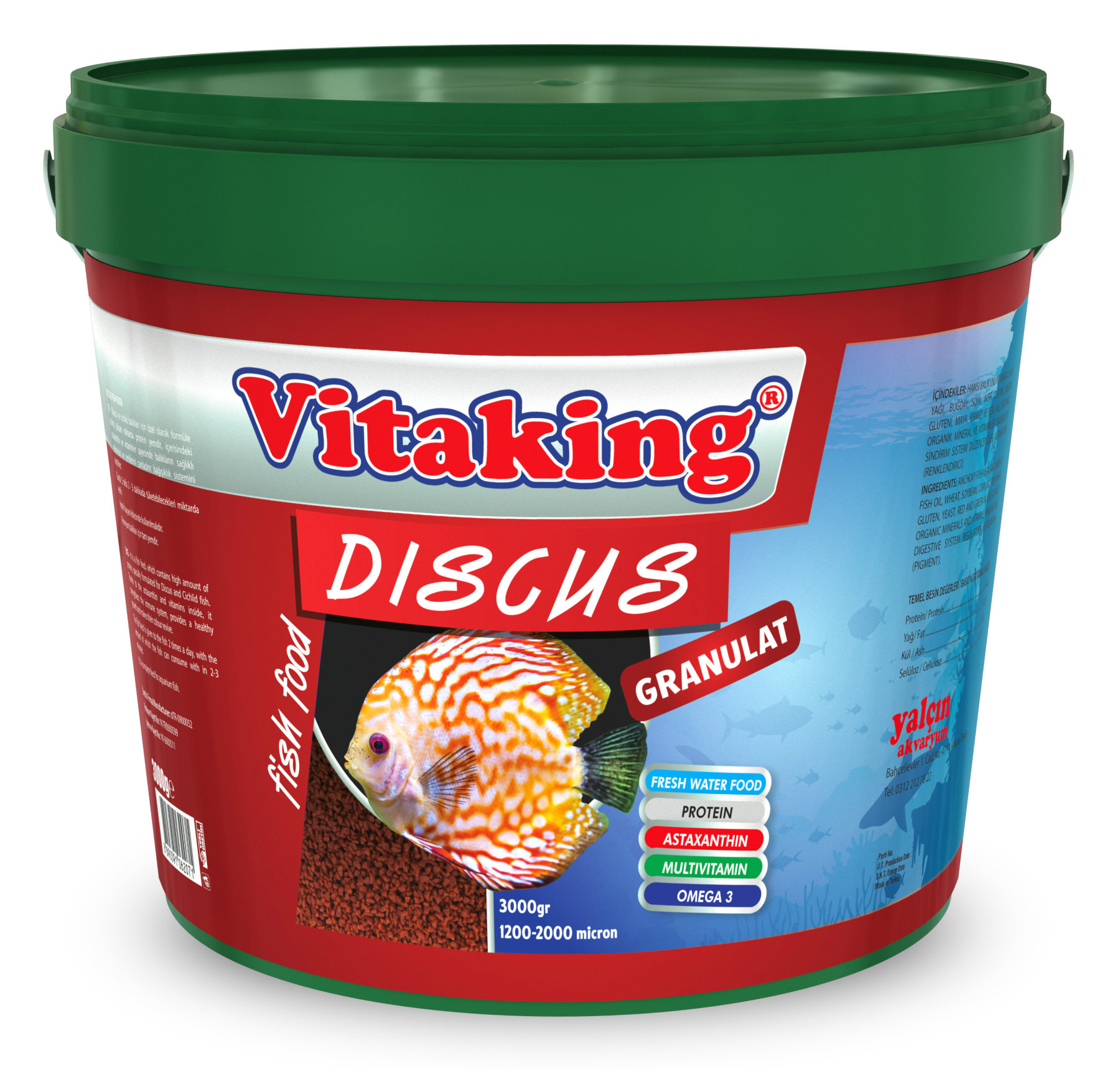 Vitaking Discus Granulat Balık Yemi 860g Kovadan Bölme Balık Yemi