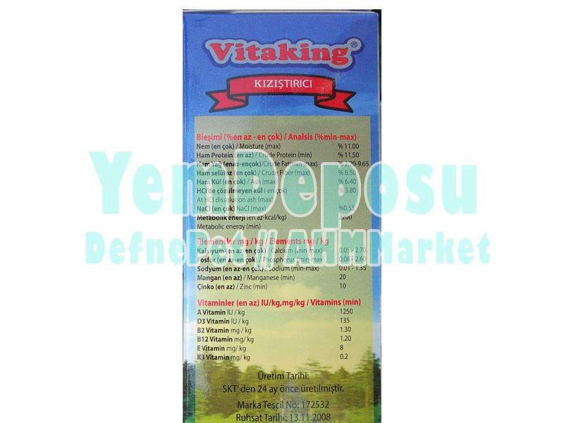 VİTAKİNG KIZIŞTIRICI MUHABBET KUŞU YEMİ 150 GR