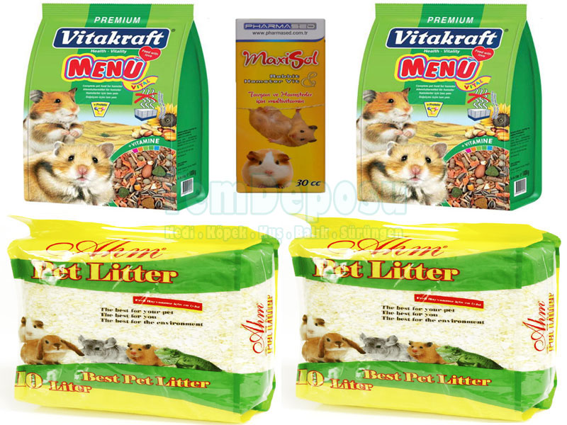 VİTAKRAFT HAMSTER YEMİ 2 KG + AHM PET LITTER 20 LT + KALSİYUM KAMPANYA